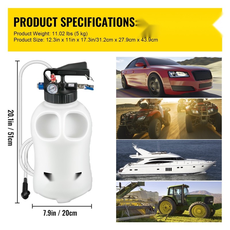 Automaattivaihteiston öljynsiirtopumppu 10 l pneumaattinen kupari ja muovi 14 adapteria