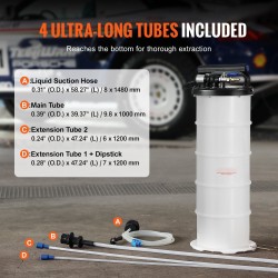 Nesteenpoistaja 6,5 l manuaalinen ja pneumaattinen imupumppu letkulla ja öljytikulla