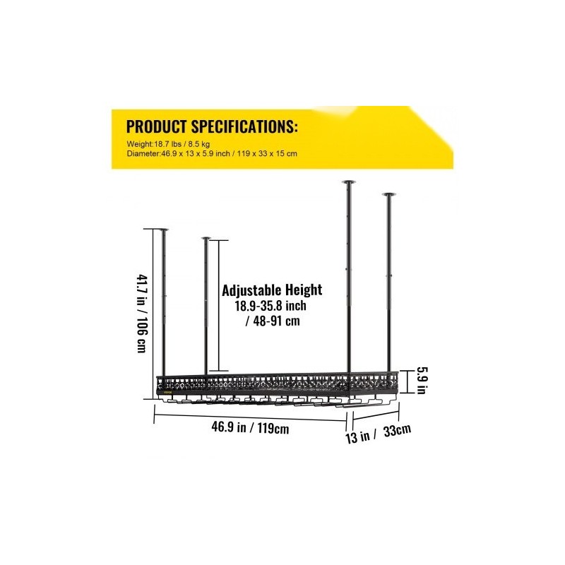 Kattoon asennettava viini- ja lasiteline säädettävä 48–91 senttimetriä kantokyky 15 kilogrammaa
