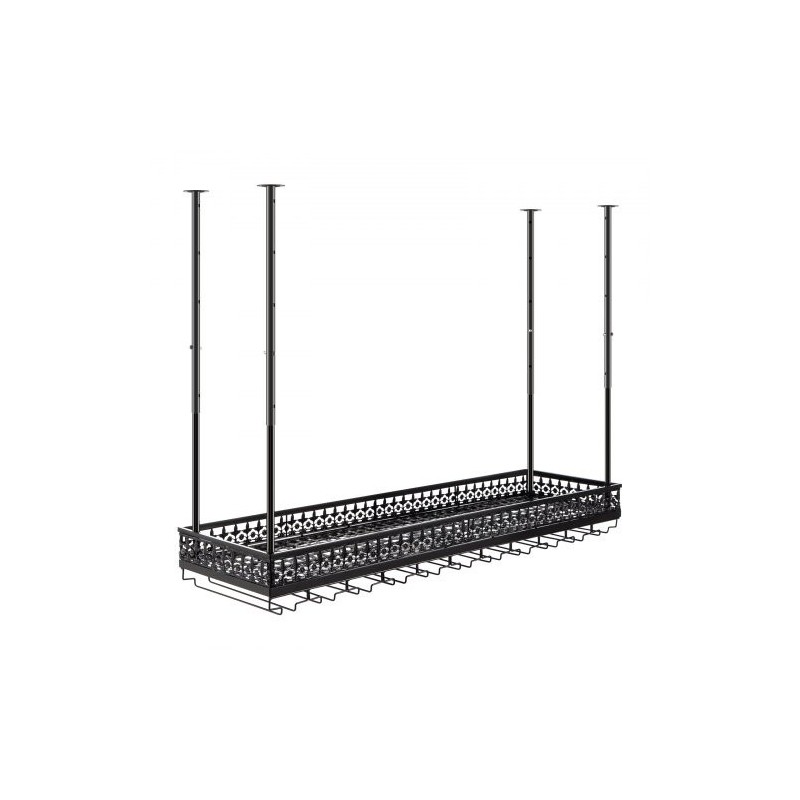 Kattoon asennettava viini- ja lasiteline säädettävä 48–91 senttimetriä kantokyky 15 kilogrammaa