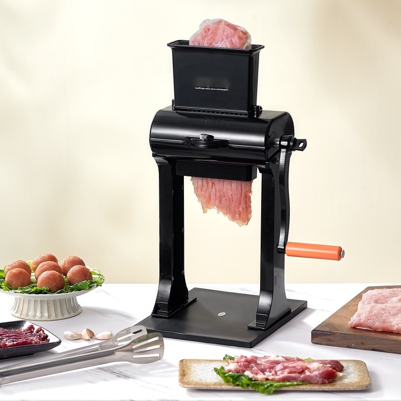 Manuaalinen lihamureuttaja alumiini ja ruostumaton teräs 31 terää 148x50 mm syöttöaukko ammattikeittiöihin