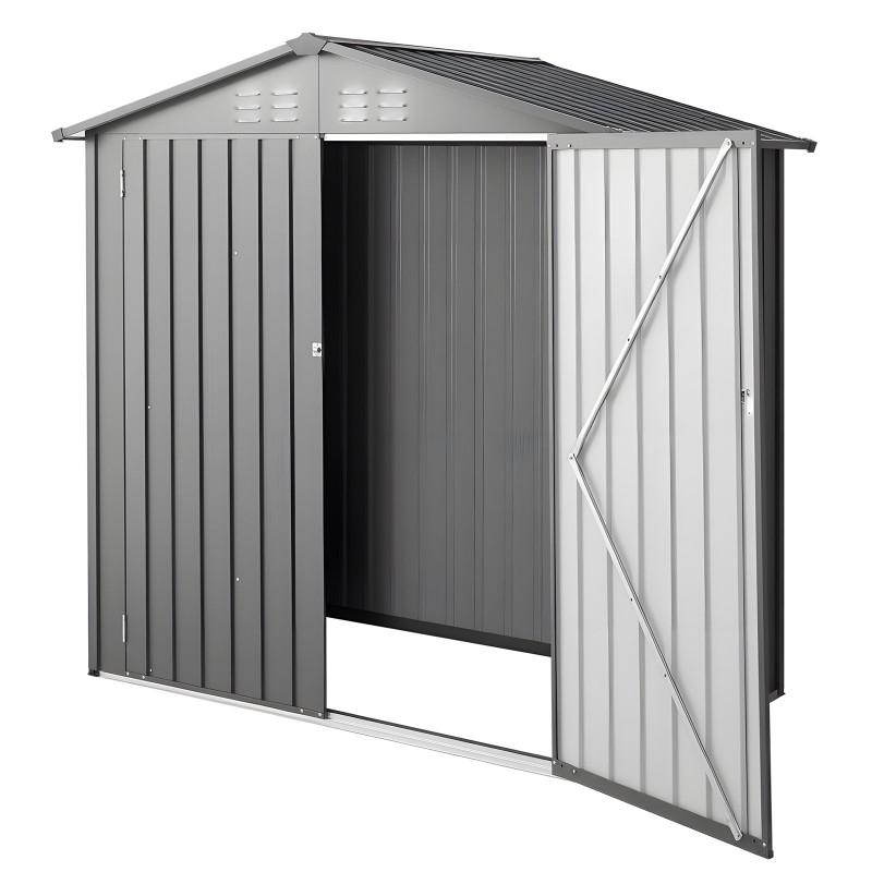 Metallinen pihavarasto galvanoitu teräs mitat 1860×1210×1841 mm lukittavat kaksoisovet neljä tuuletusaukkoa