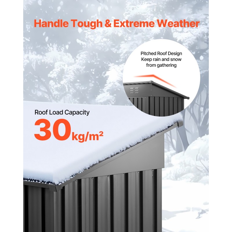 Metallinen puutarhavaja galvanoitu teräs lukittava ovi 2 tuuletusaukkoa mitat 1533x876x1815 mm