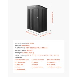 Metallinen puutarhavaja galvanoitu teräs lukittava ovi 2 tuuletusaukkoa mitat 1533x876x1815 mm