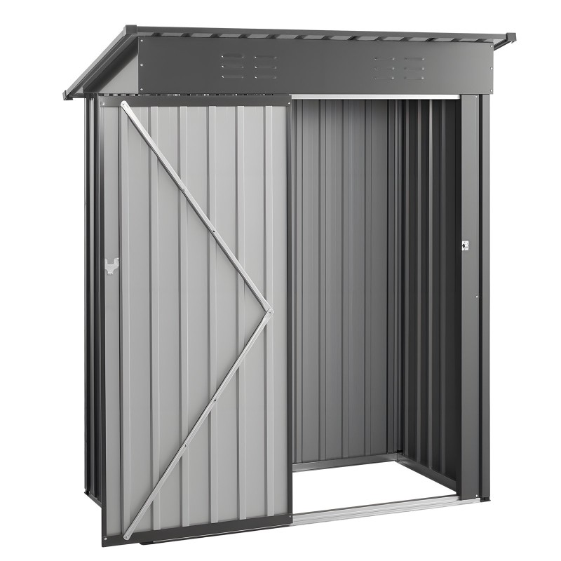 Metallinen puutarhavaja galvanoitu teräs lukittava ovi 2 tuuletusaukkoa mitat 1533x876x1815 mm