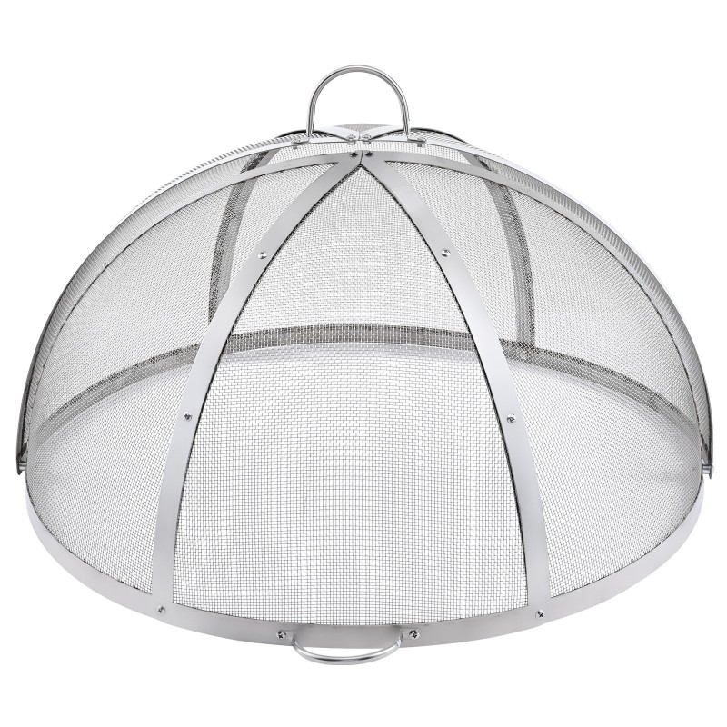 Tulisijan kansi kolmenkymmenen tuuman halkaisijalla ruostumattomasta teräksestä kipinäsuojalla ulkokäyttöön