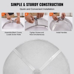 Pyöreä kipinäsuoja ruostumatonta terästä 30 tuuman tulipesiin rengaskahvalla