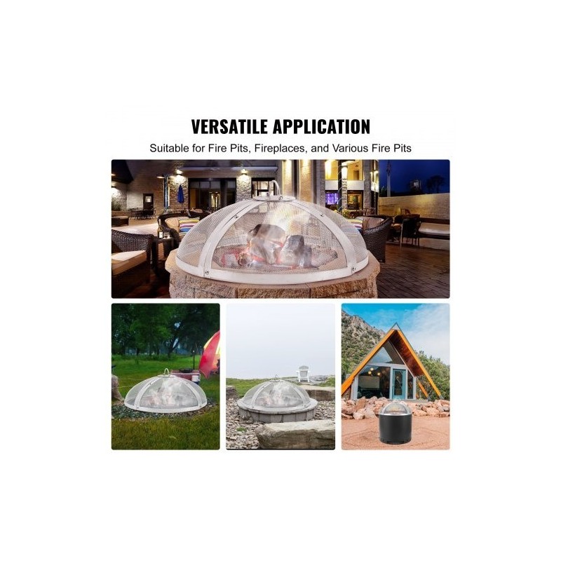 Pyöreä kipinäsuoja ruostumatonta terästä 30 tuuman tulipesiin rengaskahvalla