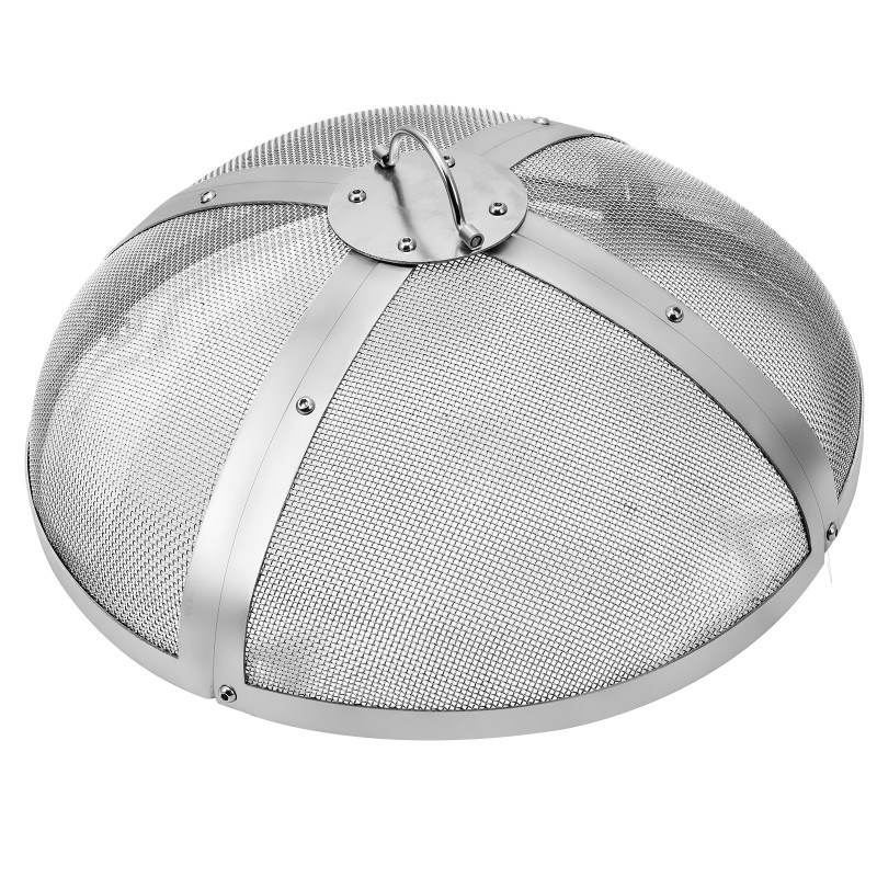 Pyöreä kipinäsuoja tulipesälle ruostumatonta terästä 27 tuuman halkaisijalla rengaskahvalla koottava
