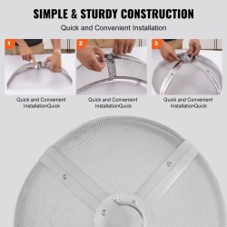 Pyöreä 20 tuuman kipinäsuoja ruostumatonta terästä renkaankahvalla