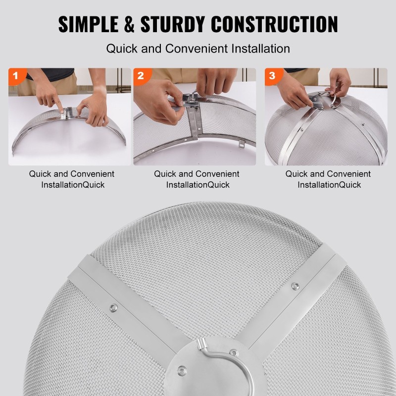 Pyöreä 20 tuuman kipinäsuoja ruostumatonta terästä renkaankahvalla