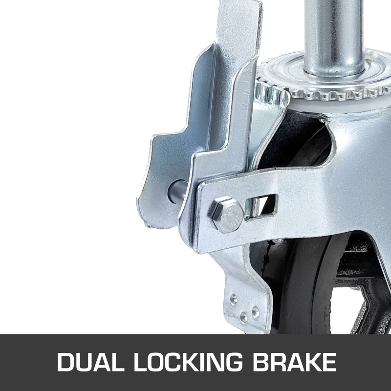 Kääntyvät telinepyörät 8 tuumaa 2 tuumaa leveät 4 kpl polyuretaanipinnalla kaksitoiminen lukkojarru