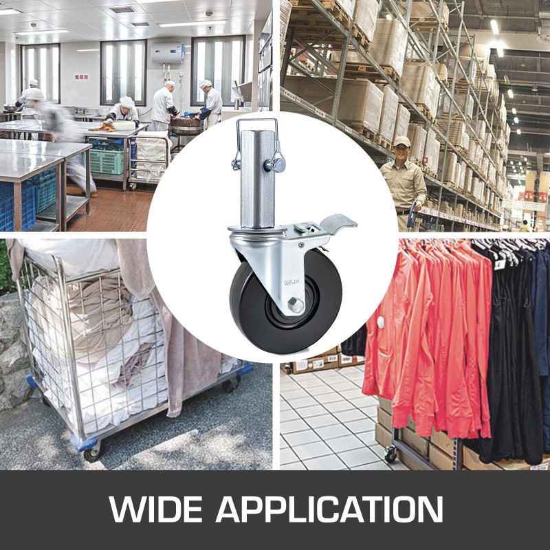 Telinepyörät 4 kpl täyskumilla 12,7 cm kaksoislukitus 200 kg pyörää kohden