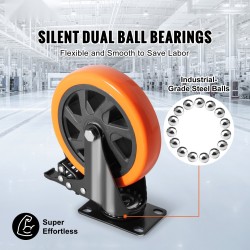 Kääntyvät kalustepyörät PVC 152 mm 4 kpl 360 asteen A/B-lukitus 318 kg/pyörä