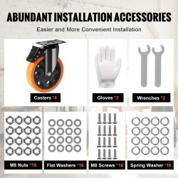 Kääntyvät kalustepyörät PVC 152 mm 4 kpl 360 asteen A/B-lukitus 318 kg/pyörä