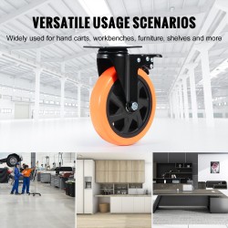 Kääntyvät kalustepyörät PVC 152 mm 4 kpl 360 asteen A/B-lukitus 318 kg/pyörä