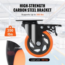 Kääntyvät kalustepyörät PVC 10,1 cm 4 kpl kukin 159 kg kantava AB-lukitus