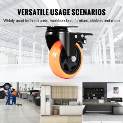 Kääntyvät kalustepyörät PVC 10,1 cm 4 kpl kukin 159 kg kantava AB-lukitus