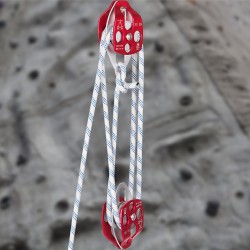 Kaksoislohkotalja taotusta alumiinista polyesteriköydellä 12 mm 61 m 35 kN