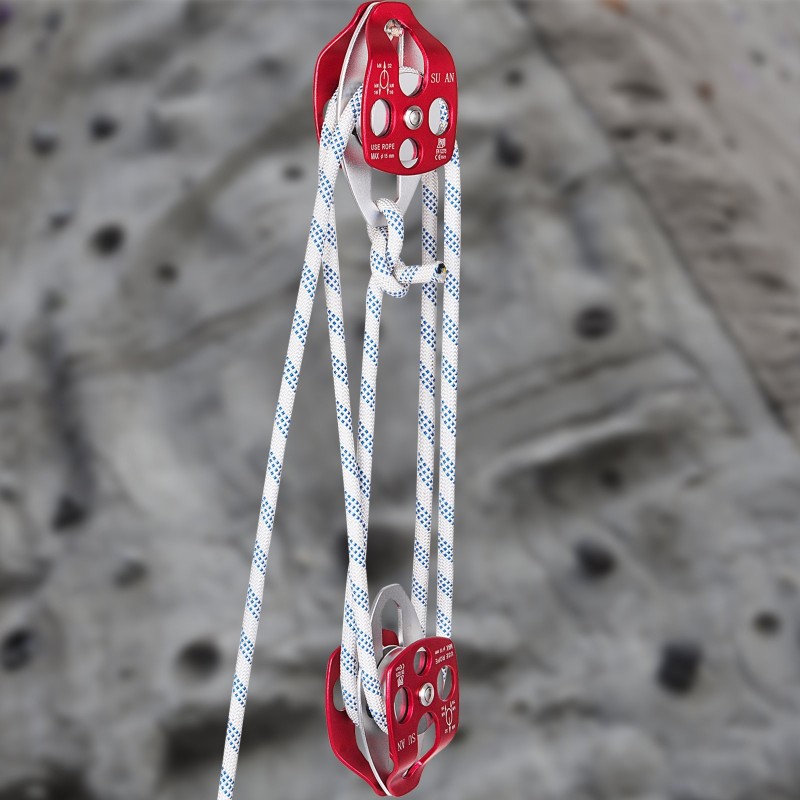 Kaksoislohkotalja taotusta alumiinista polyesteriköydellä 12 mm 61 m 35 kN