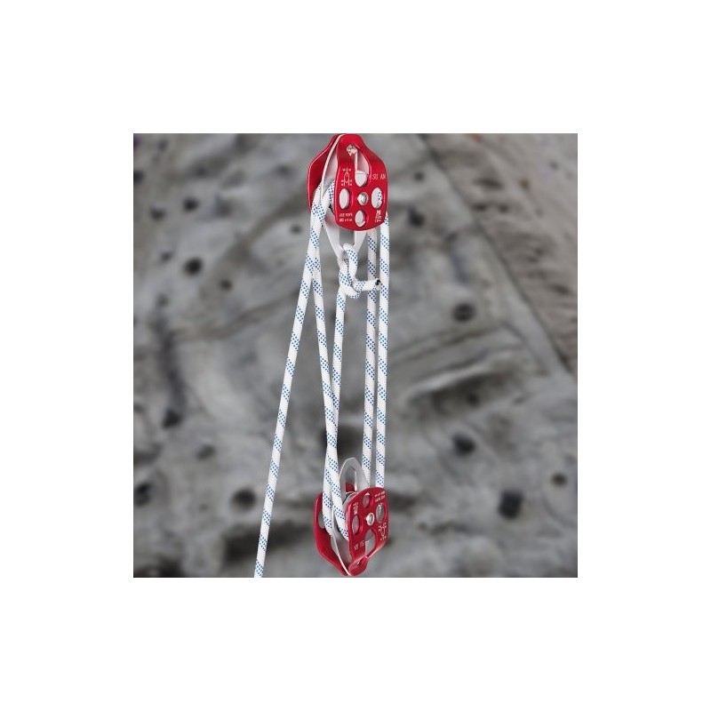 Kaksoisvetopyörä taljasarja taottu alumiini polyesteriköysi 12 mm 30 m 35 kN