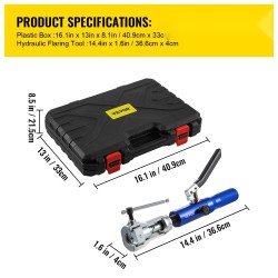 Hydraulinen laipantyökalusarja karkaistu teräs pehmeille kupariputkille 3/16–1/2 tuumaa 32-osainen putkileikkurilla ja