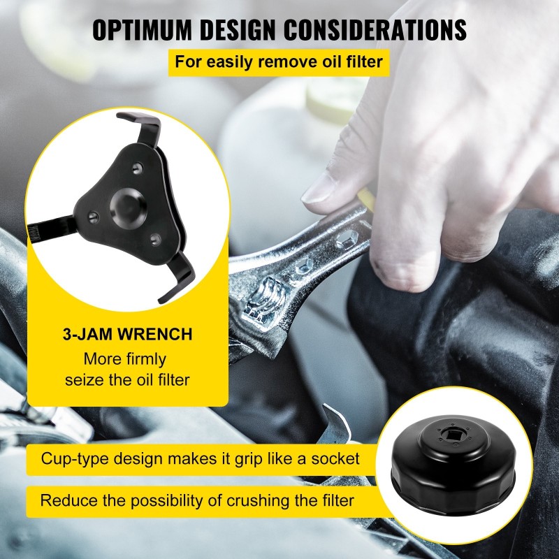 Öljynsuodattimen matalaprofiilinen teräshylsysarja 30 osaa 3/8-tuuman kara musta pinnoite kantolaukku