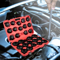 Öljynsuodattimen matalaprofiilinen teräshylsysarja 30 osaa 3/8-tuuman kara musta pinnoite kantolaukku