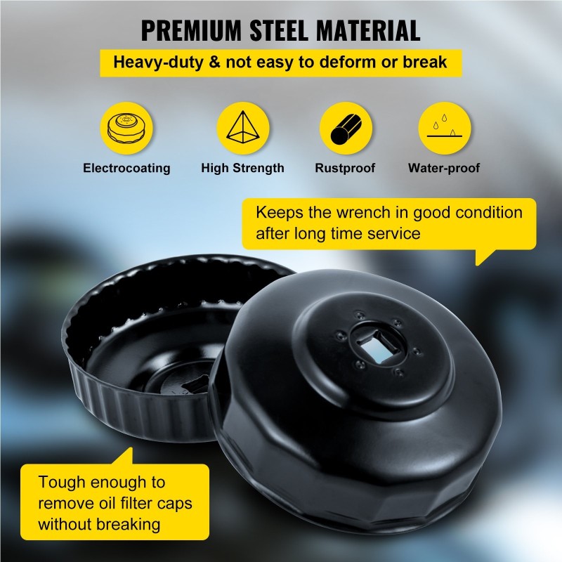 Öljynsuodatin hylsysarja teräs 14-osainen matalaprofiilinen sisältää sovittimen ja säilytyslaukun