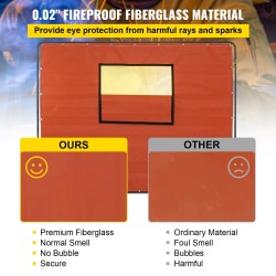 Hitsausverho lasikuituverho hiiliteräsrunko 1,83 m x 2,44 m pyörillä läpinäkyvä ikkuna punainen