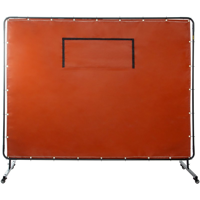 Hitsausverho lasikuituverho hiiliteräsrunko 1,83 m x 2,44 m pyörillä läpinäkyvä ikkuna punainen