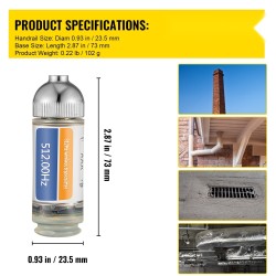 Sondi 512 Hz vesitiivis 304-teräsliittimet 2 adapteria viemärien paikantamiseen