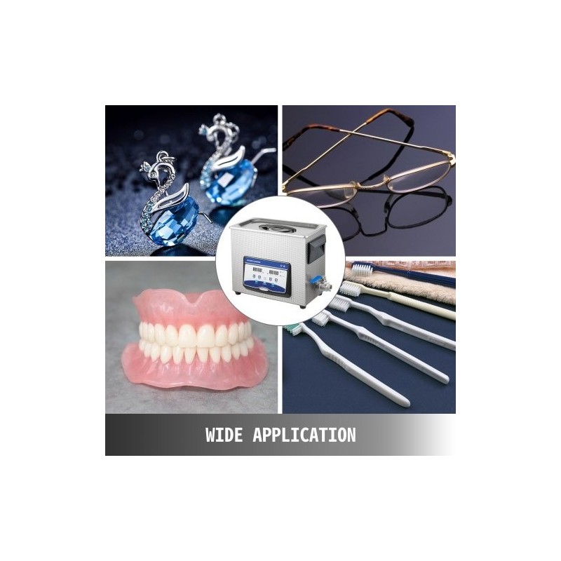 Ultraäänipuhdistin 6,5 l SUS304-ruostumaton teräs digitaalinen ohjauspaneeli kaasunpoisto lämmitys