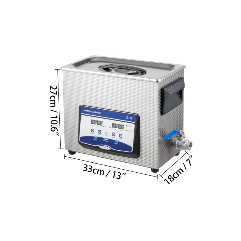 Ultraäänipuhdistin 6,5 l SUS304-ruostumaton teräs digitaalinen ohjauspaneeli kaasunpoisto lämmitys