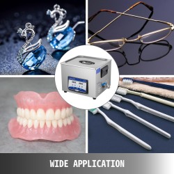 Ultraäänipuhdistin 15 litraa ruostumatonta terästä digitaalinen lämmitys kaasunpoisto ajastin