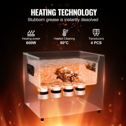 Ultraäänipesuri 10L ruostumattomasta teräksestä 40kHz 240W 600W lämmitys degasointi hellävarainen digitaalinen ajastin