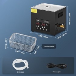 Ultraäänipesuri 10L ruostumattomasta teräksestä 40kHz 240W 600W lämmitys degasointi hellävarainen digitaalinen ajastin