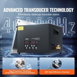 Ultraäänipesuri 15 l ruostumattomasta teräksestä 40 kHz 360 W 600 W lämmitys