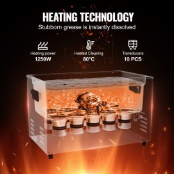 Ultraäänipesuri 30 litran ruostumattomasta teräksestä valmistettu 40 kHz 600 W digitaalinen ajastin