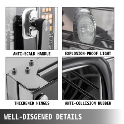 Pöytätason kiertoilmauuni ruostumatonta terästä 60 l 4 tasoinen ruiskutustoiminnolla