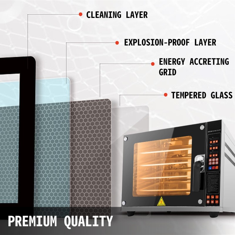 Pöytätason kiertoilmauuni ruostumatonta terästä 60 l 4-tasoinen ruiskutustoiminnolla