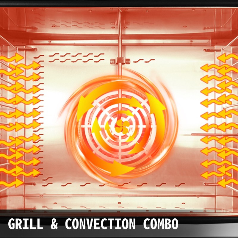 Pöytätason kiertoilmauuni ruostumatonta terästä 60 l 4-tasoinen ruiskutustoiminnolla