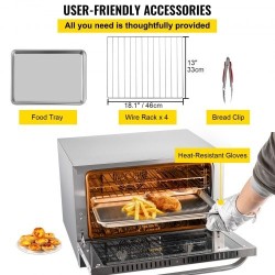 Kiertolämpöuuni 47 l 1600 W ruostumatonta terästä työtasolle 4 tasoa
