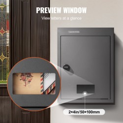 Seinäasennettava läpivientipostilaatikko jauhemaalattu teräs 320×158×430 mm musta koodilukolla