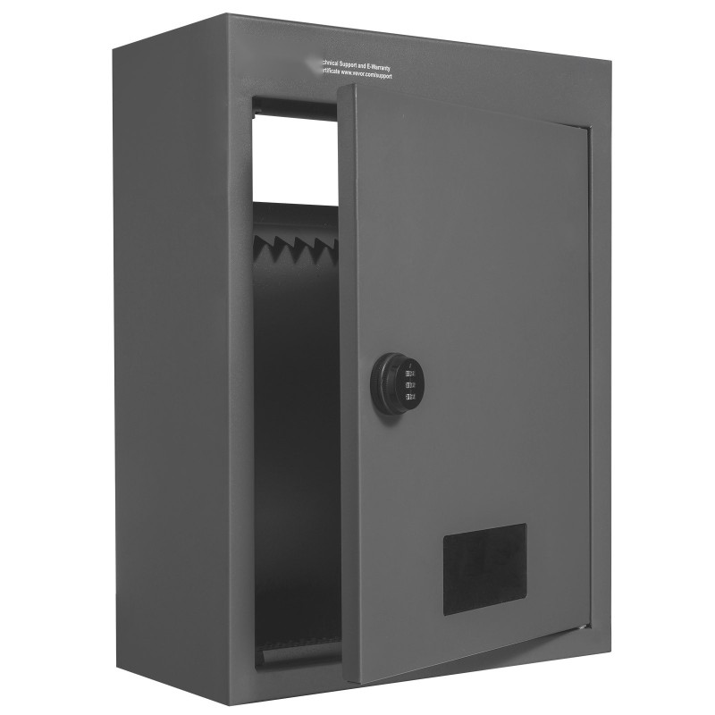 Seinään asennettava teräksinen postilaatikko koodilukolla 320×158×430 mm seinänpaksuus 70–200 mm tummanharmaa