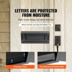 Oven läpi asennettava lukittava avain ja postilaatikko raskas teräslevy 304×150×405mm musta