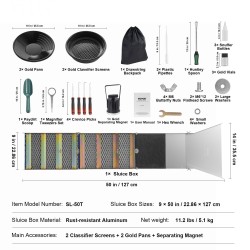Kullanhuuhdontasetti 23 osaa alumiininen 127 cm vesipato