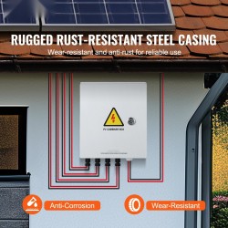 PV-yhdistinkotelo teräskotelo 4 tuloa 1 lähtö IP65 15A sulake 63A pääkytkin