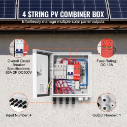 PV-yhdistinkotelo teräskotelo 4 tuloa 1 lähtö IP65 15A sulake 63A pääkytkin