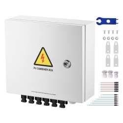 PV-yhdistinkotelo teräskuori 6 tuloa 1 lähtö 15A sulakkeet 125A pääkatkaisija IP65